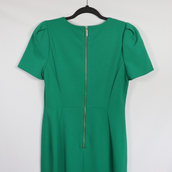 Calvin Klein Emerald Green Sheath Dress Size 8 Short Sleeve Elegant Midi - Picture 6 of 7